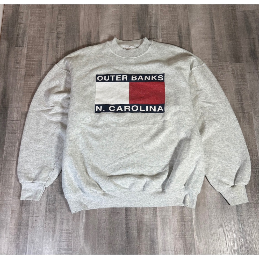 Vintage Outer Banks NC Sweatshirt Fruit of the Loom Gray XL North Carolina Jon B